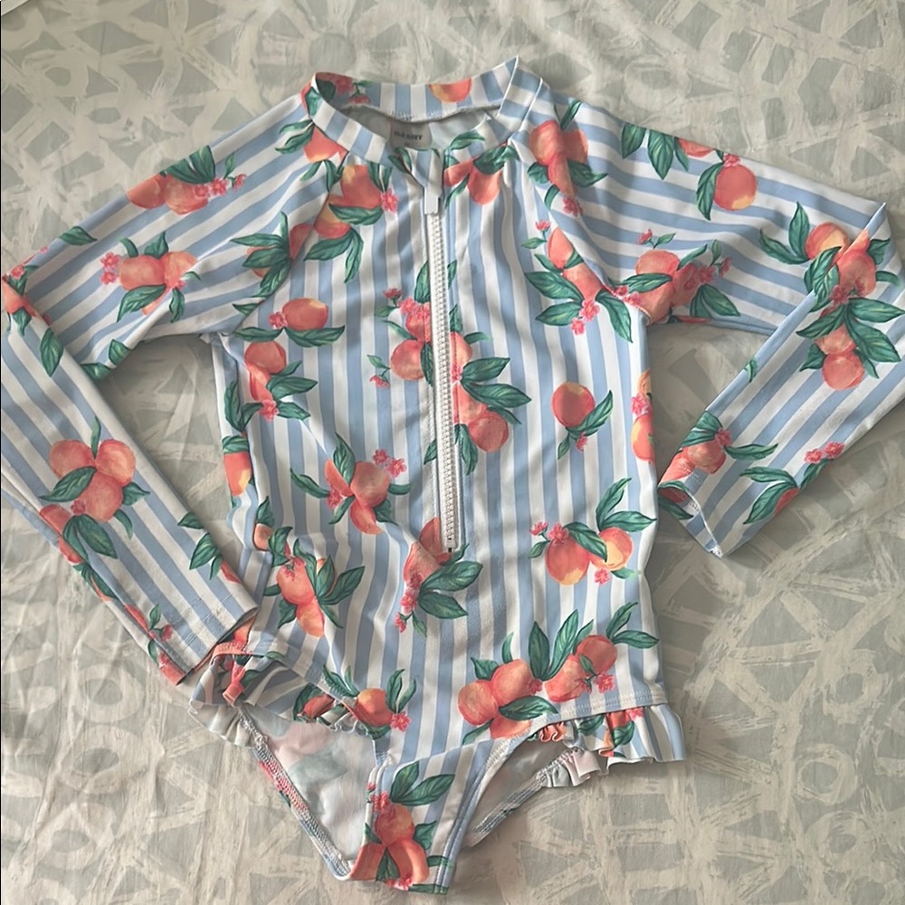 Old Navy Blue Striped Floral Swimsuit